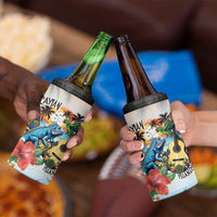 Cayman Islands 4 in 1 Can Cooler Tumbler Iguanas And Parrot Hisbius Flower - Wonder Print Shop
