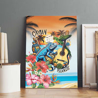 Cayman Islands Canvas Wall Art Iguanas And Parrot Hisbius Flower - Wonder Print Shop