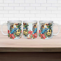 Cayman Islands Ceramic Mug Iguanas And Parrot Hisbius Flower - Wonder Print Shop