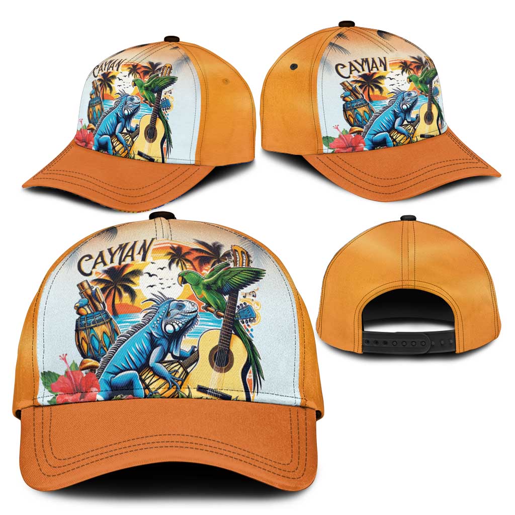 Cayman Islands Classic Cap Iguanas And Parrot Hisbius Flower - Wonder Print Shop