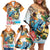 Cayman Islands Family Matching Off Shoulder Short Dress and Hawaiian Shirt Iguanas And Parrot Hisbius Flower - Wonder Print Shop