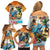 Cayman Islands Family Matching Off Shoulder Short Dress and Hawaiian Shirt Iguanas And Parrot Hisbius Flower - Wonder Print Shop