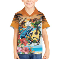 Cayman Islands Family Matching Puletasi and Hawaiian Shirt Iguanas And Parrot Hisbius Flower - Wonder Print Shop