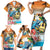 Cayman Islands Family Matching Short Sleeve Bodycon Dress and Hawaiian Shirt Iguanas And Parrot Hisbius Flower - Wonder Print Shop