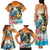 Cayman Islands Family Matching Tank Maxi Dress and Hawaiian Shirt Iguanas And Parrot Hisbius Flower - Wonder Print Shop