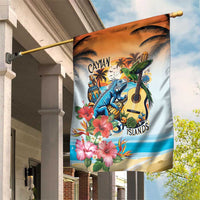 Cayman Islands Garden Flag Iguanas And Parrot Hisbius Flower - Wonder Print Shop