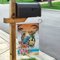 Cayman Islands Garden Flag Iguanas And Parrot Hisbius Flower - Wonder Print Shop