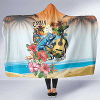 Cayman Islands Hooded Blanket Iguanas And Parrot Hisbius Flower - Wonder Print Shop