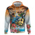Cayman Islands Hoodie Iguanas And Parrot Hisbius Flower - Wonder Print Shop