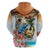 Cayman Islands Hoodie Iguanas And Parrot Hisbius Flower - Wonder Print Shop