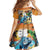 Cayman Islands Kid Short Sleeve Dress Iguanas And Parrot Hisbius Flower - Wonder Print Shop
