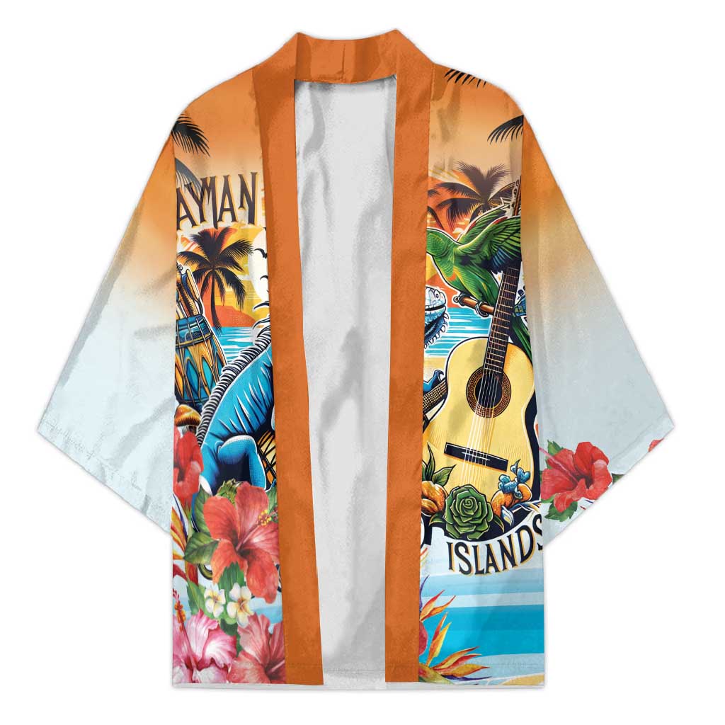 Cayman Islands Kimono Iguanas And Parrot Hisbius Flower - Wonder Print Shop