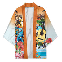 Cayman Islands Kimono Iguanas And Parrot Hisbius Flower - Wonder Print Shop