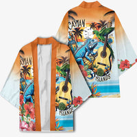 Cayman Islands Kimono Iguanas And Parrot Hisbius Flower - Wonder Print Shop