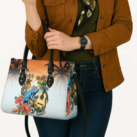 Cayman Islands Leather Bag Iguanas And Parrot Hisbius Flower - Wonder Print Shop