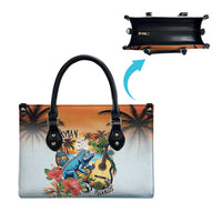 Cayman Islands Leather Bag Iguanas And Parrot Hisbius Flower - Wonder Print Shop
