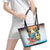 Cayman Islands Leather Tote Bag Iguanas And Parrot Hisbius Flower - Wonder Print Shop