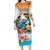 Cayman Islands Long Sleeve Bodycon Dress Iguanas And Parrot Hisbius Flower - Wonder Print Shop