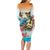 Cayman Islands Long Sleeve Bodycon Dress Iguanas And Parrot Hisbius Flower - Wonder Print Shop