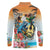Cayman Islands Long Sleeve Polo Shirt Iguanas And Parrot Hisbius Flower - Wonder Print Shop