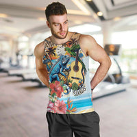 Cayman Islands Men Tank Top Iguanas And Parrot Hisbius Flower - Wonder Print Shop