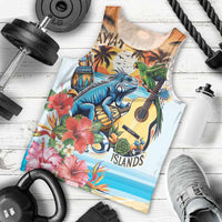 Cayman Islands Men Tank Top Iguanas And Parrot Hisbius Flower - Wonder Print Shop