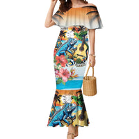 Cayman Islands Mermaid Dress Iguanas And Parrot Hisbius Flower - Wonder Print Shop