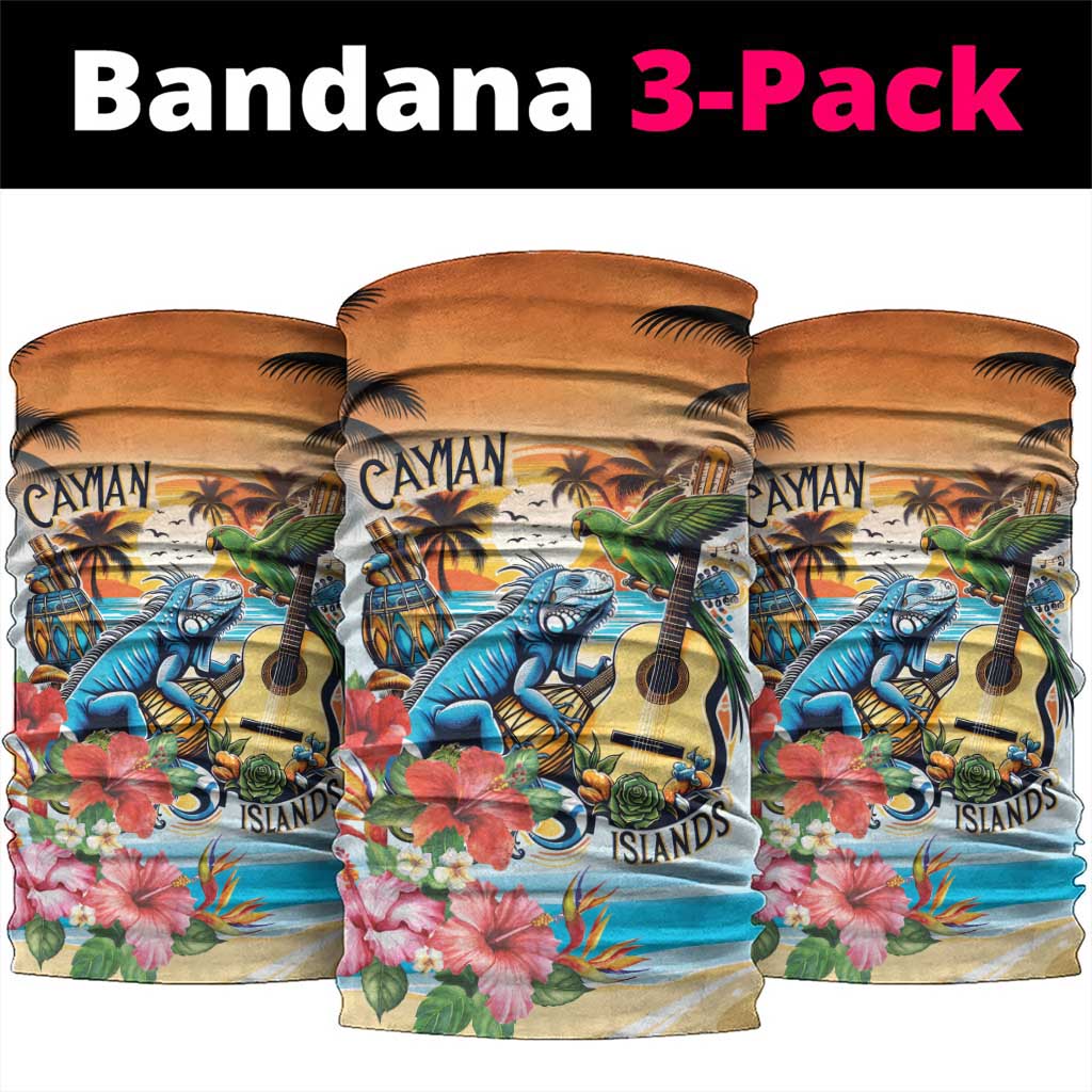 Cayman Islands Neck Gaiter Iguanas And Parrot Hibiscus Flower LT18