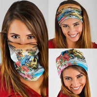 Cayman Islands Neck Gaiter Iguanas And Parrot Hibiscus Flower LT18
