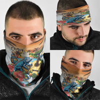 Cayman Islands Neck Gaiter Iguanas And Parrot Hibiscus Flower LT18