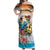 Cayman Islands Off Shoulder Maxi Dress Iguanas And Parrot Hisbius Flower - Wonder Print Shop