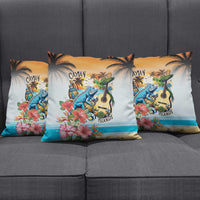 Cayman Islands Pillow Cover Iguanas And Parrot Hisbius Flower - Wonder Print Shop