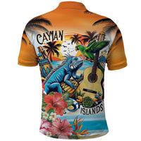 Cayman Islands Polo Shirt Iguanas And Parrot Hisbius Flower - Wonder Print Shop