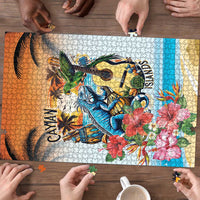 Cayman Islands Puzzle Iguanas And Parrot Hisbius Flower LT18