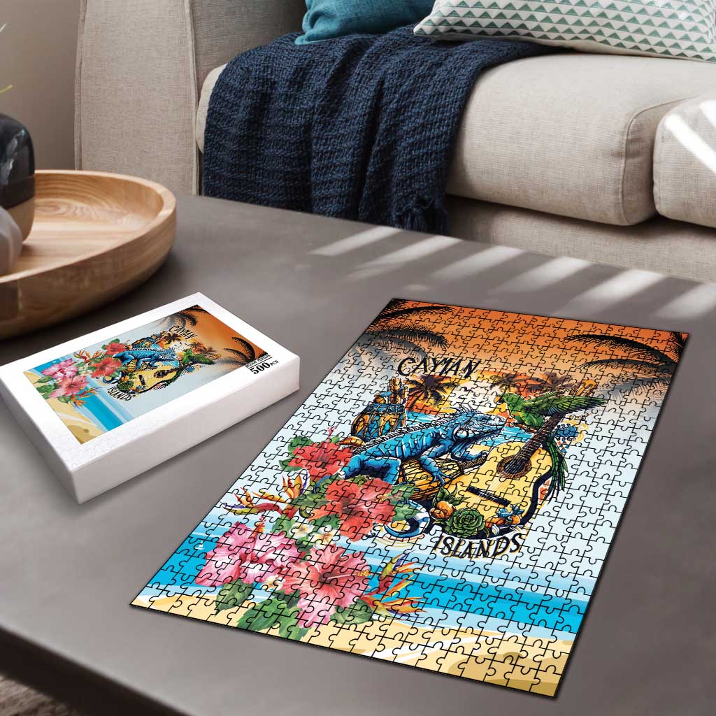 Cayman Islands Puzzle Iguanas And Parrot Hisbius Flower LT18