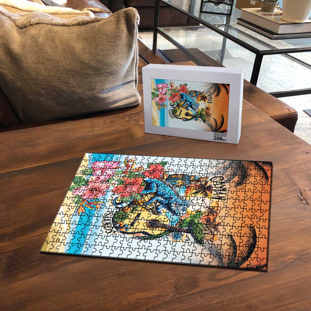 Cayman Islands Puzzle Iguanas And Parrot Hisbius Flower LT18