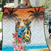 Cayman Islands Quilt Iguanas And Parrot Hisbius Flower - Wonder Print Shop