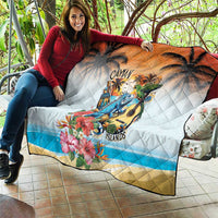 Cayman Islands Quilt Iguanas And Parrot Hisbius Flower - Wonder Print Shop