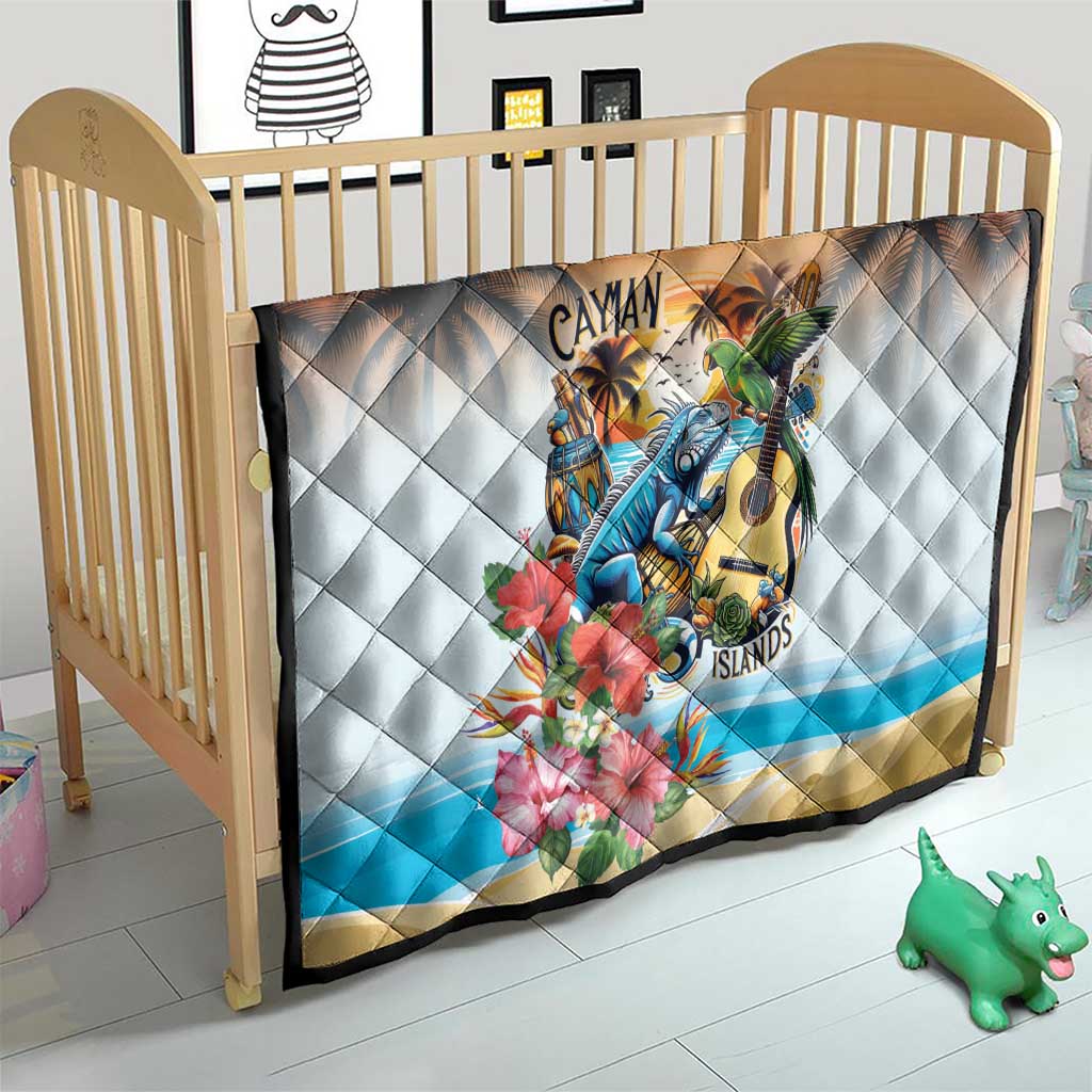 Cayman Islands Quilt Iguanas And Parrot Hisbius Flower - Wonder Print Shop