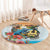 Cayman Islands Round Carpet Iguanas And Parrot Hisbius Flower - Wonder Print Shop