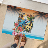 Cayman Islands Rubber Doormat Iguanas And Parrot Hisbius Flower - Wonder Print Shop
