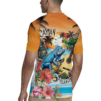 Cayman Islands Rugby Jersey Iguanas And Parrot Hisbius Flower - Wonder Print Shop