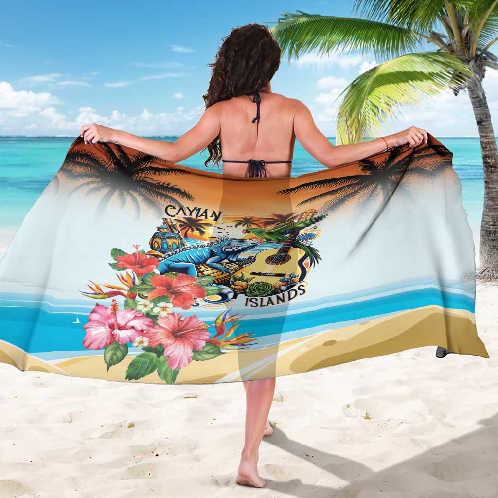 Cayman Islands Sarong Iguanas And Parrot Hisbius Flower - Wonder Print Shop