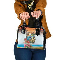 Cayman Islands Shoulder Handbag Iguanas And Parrot Hisbius Flower - Wonder Print Shop