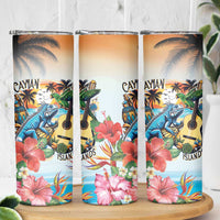 Cayman Islands Skinny Tumbler Iguanas And Parrot Hisbius Flower - Wonder Print Shop