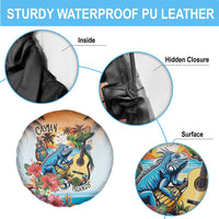 Cayman Islands Spare Tire Cover Iguanas And Parrot Hisbius Flower - Wonder Print Shop