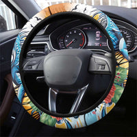 Cayman Islands Steering Wheel Cover Iguanas And Parrot Hisbius Flower - Wonder Print Shop
