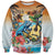 Cayman Islands Sweatshirt Iguanas And Parrot Hisbius Flower - Wonder Print Shop