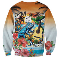 Cayman Islands Sweatshirt Iguanas And Parrot Hisbius Flower - Wonder Print Shop