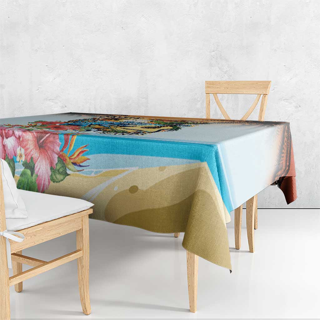 Cayman Islands Tablecloth Iguanas And Parrot Hisbius Flower - Wonder Print Shop